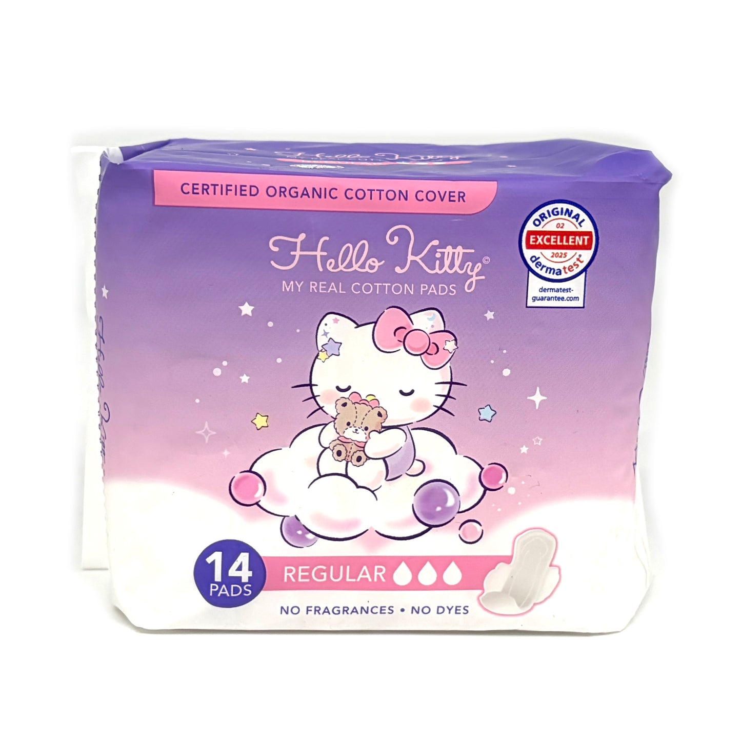 Hello Kitty My Real Cotten Pads Certified Organic Cotten Cover Regular (14pads)