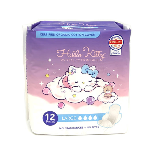 Hello Kitty My Real Cotten Pads Certified Organic Cotten Cover Large (12pads)
