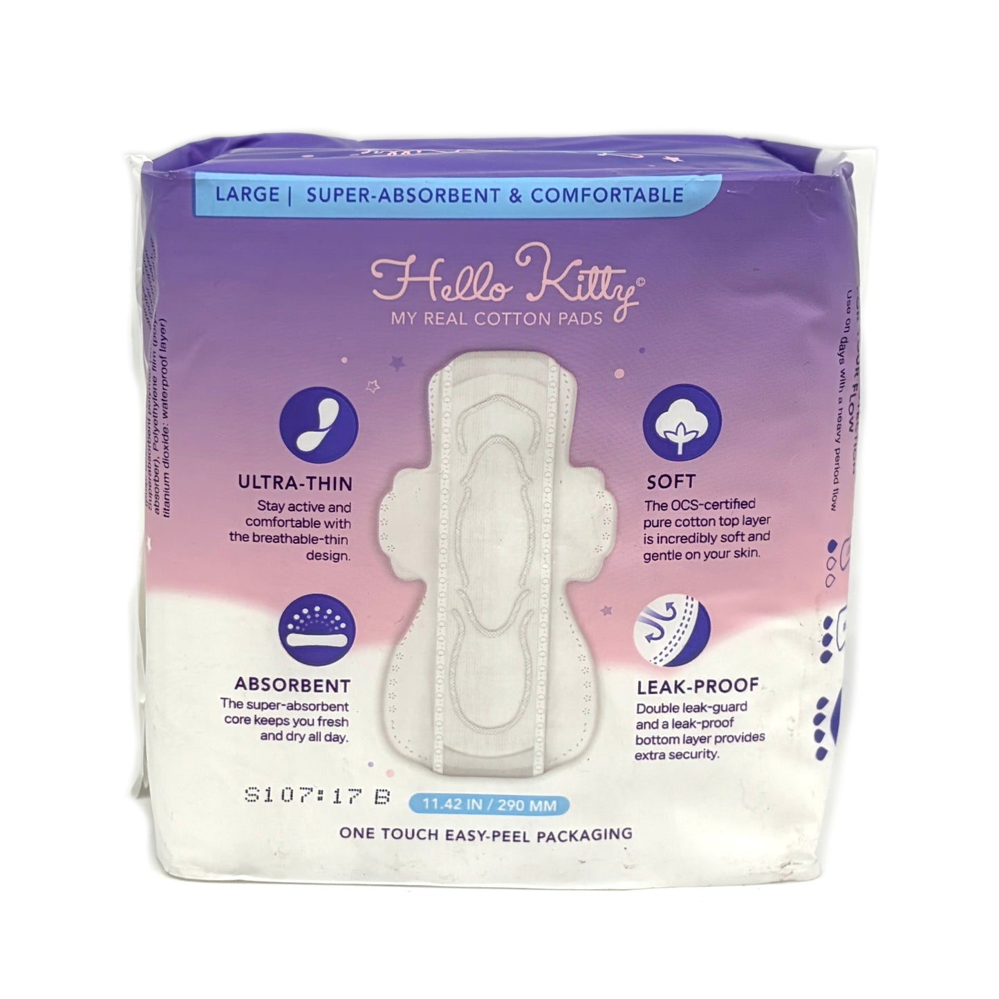 Hello Kitty My Real Cotten Pads Certified Organic Cotten Cover Large (12pads)