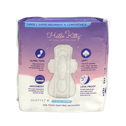 Hello Kitty My Real Cotten Pads Certified Organic Cotten Cover Large (12pads)